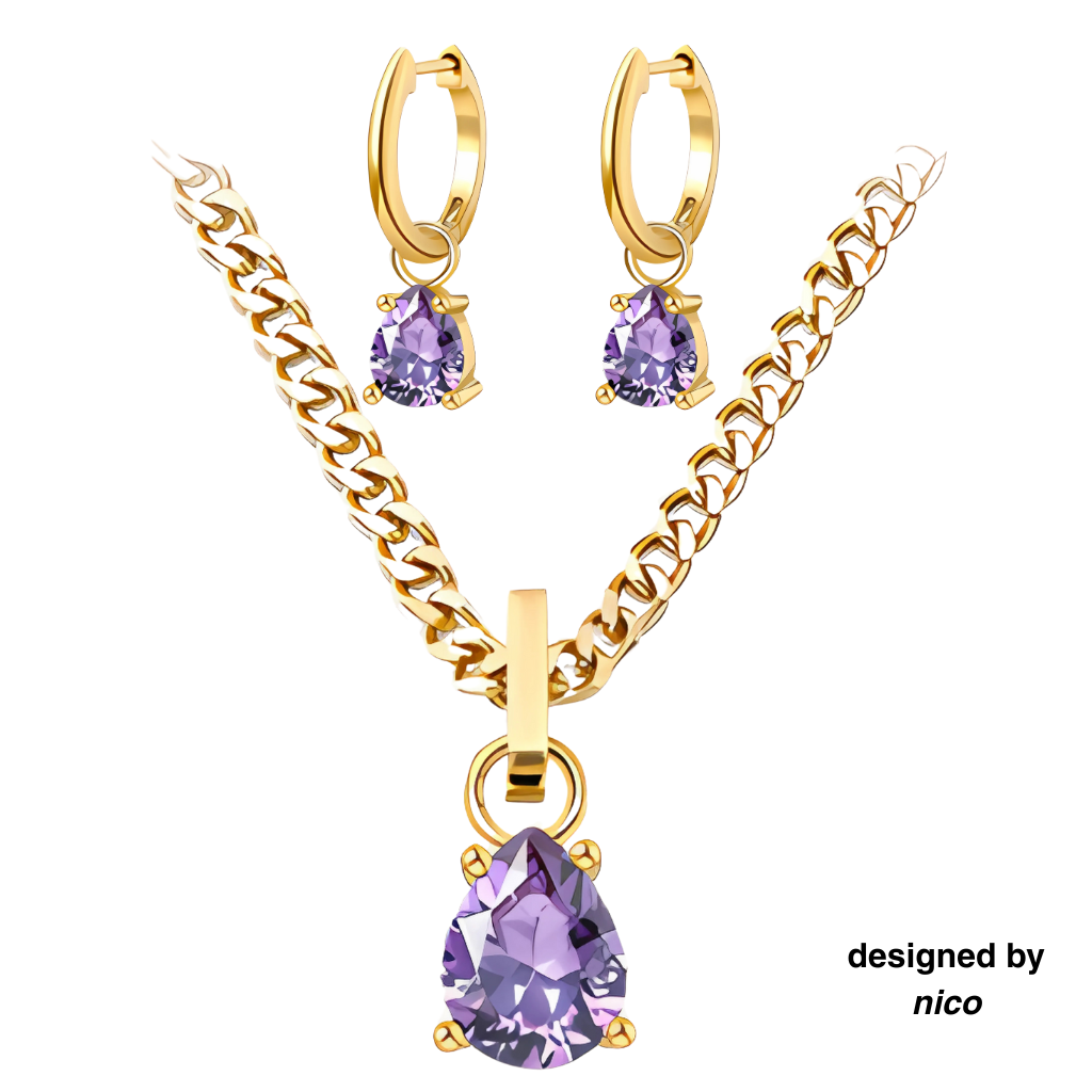 Noviembre - Set Cadena + Aros Lila