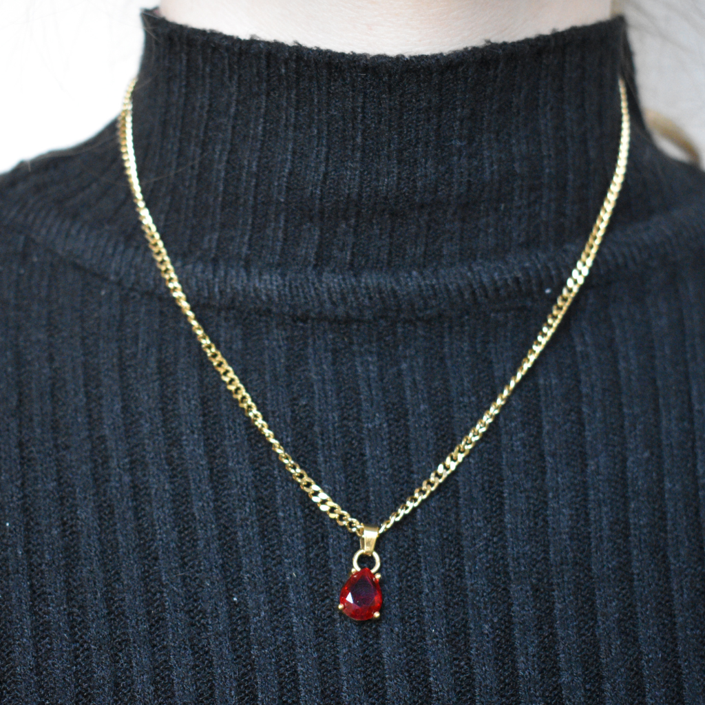 Enero- Set Cadena + Aros Azul Ruby claro
