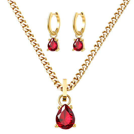 Enero-  Set Cadena + Aros Azul  Ruby claro