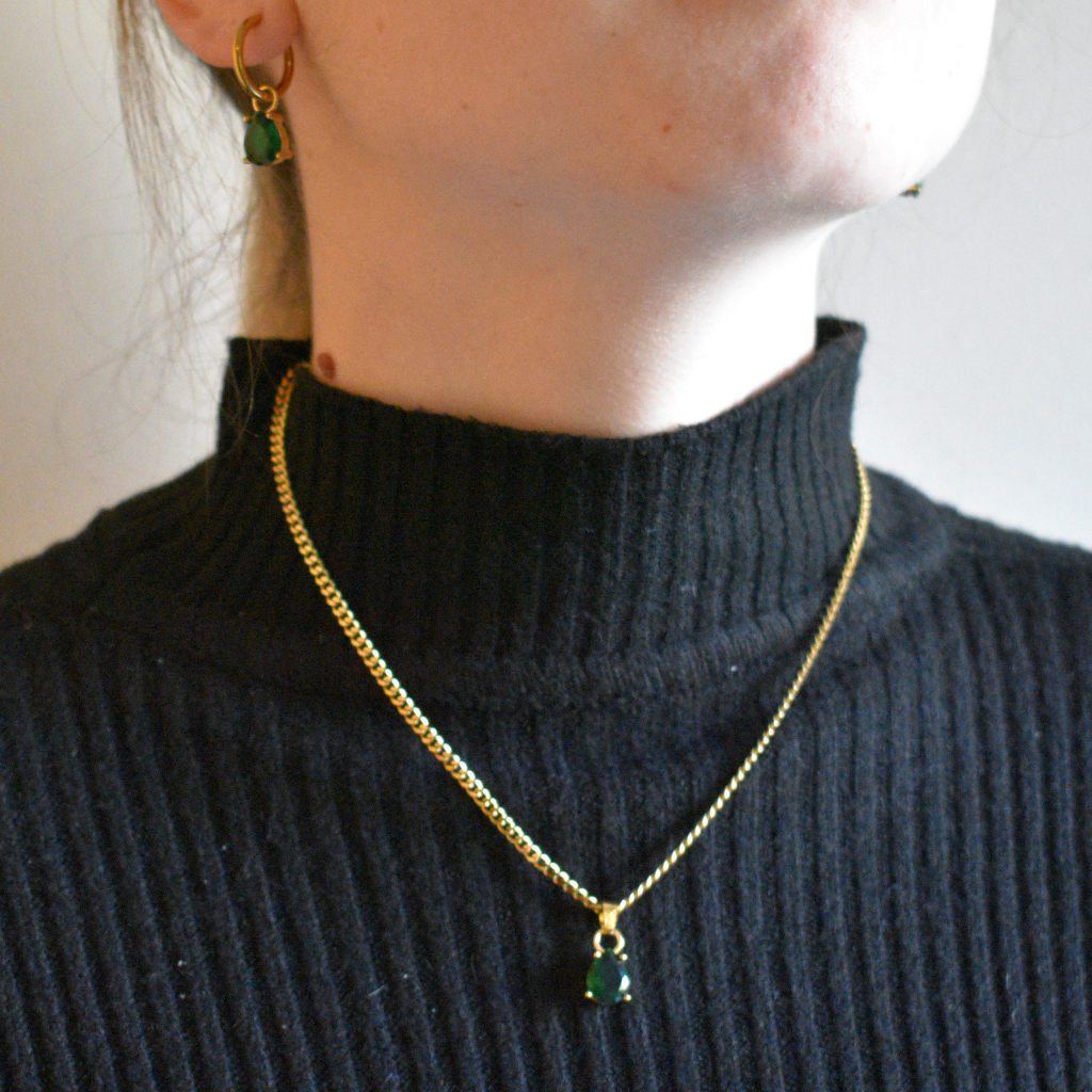 Marzo -  Set Cadena + Aros Verde oscuro