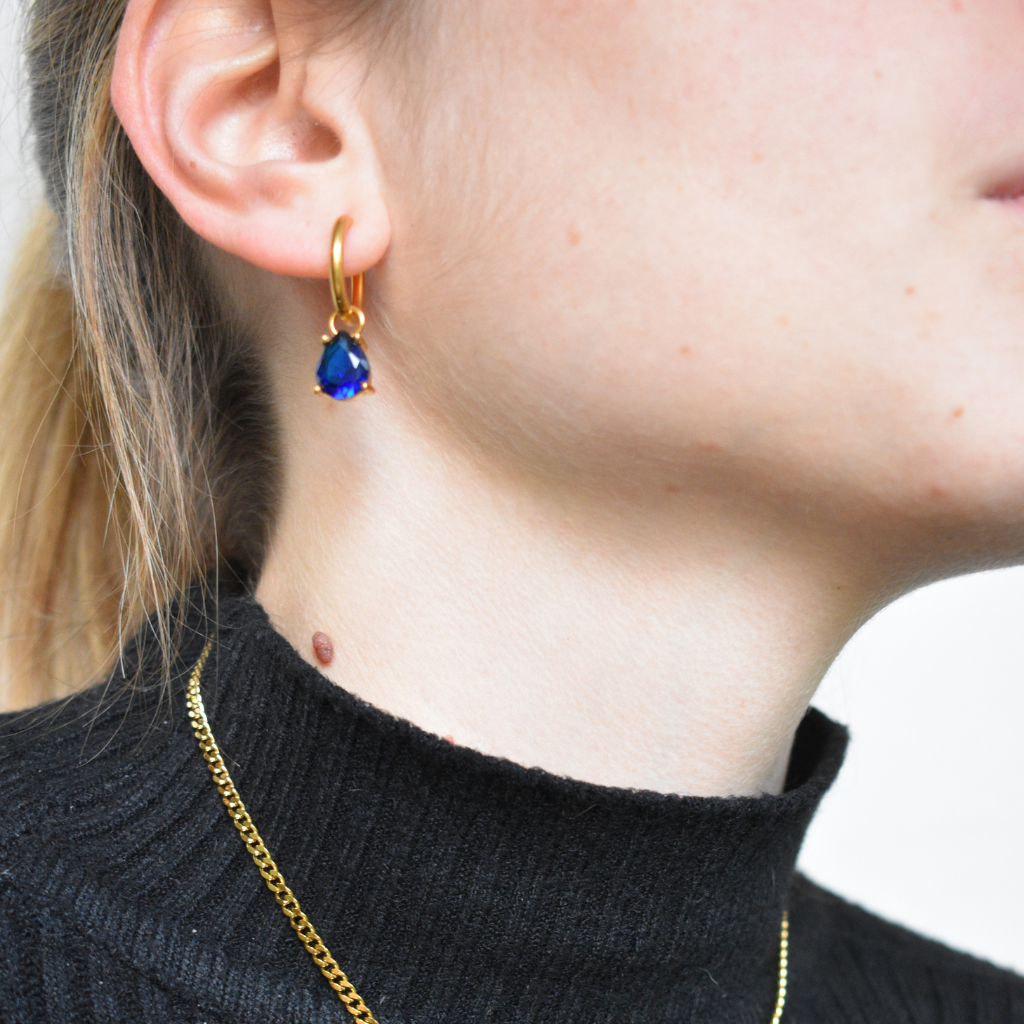 Julio - Set Cadena + Aros Azul zafiro