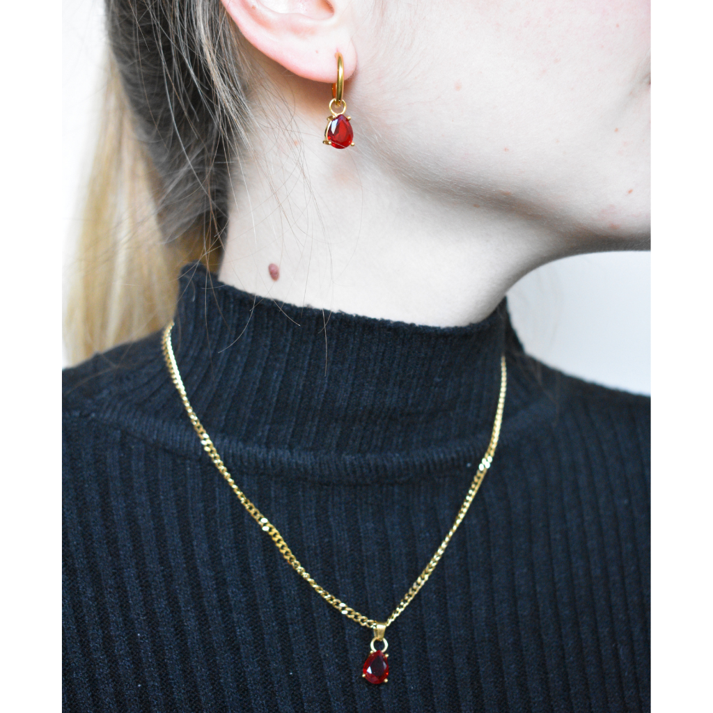 Enero- Set Cadena + Aros Azul Ruby claro
