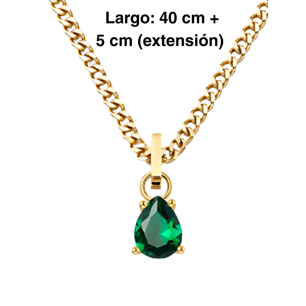 Marzo - Set Cadena + Aros Verde oscuro