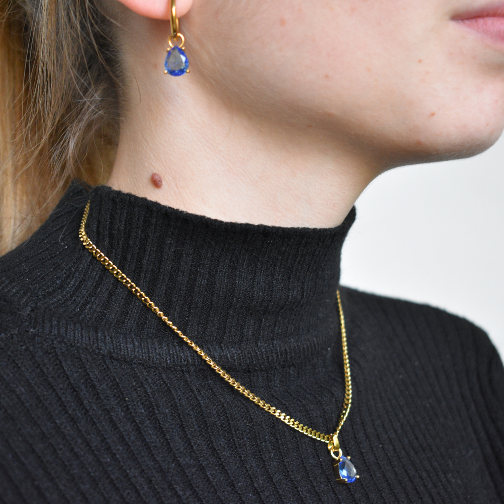 Febrero - Set Cadena + Aros Azul Glaciar