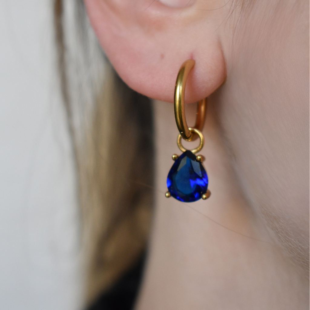 Julio - Set Cadena + Aros Azul zafiro