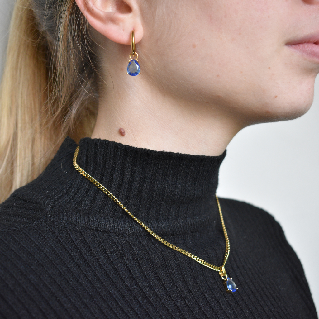Febrero - Set Cadena + Aros Azul Glaciar