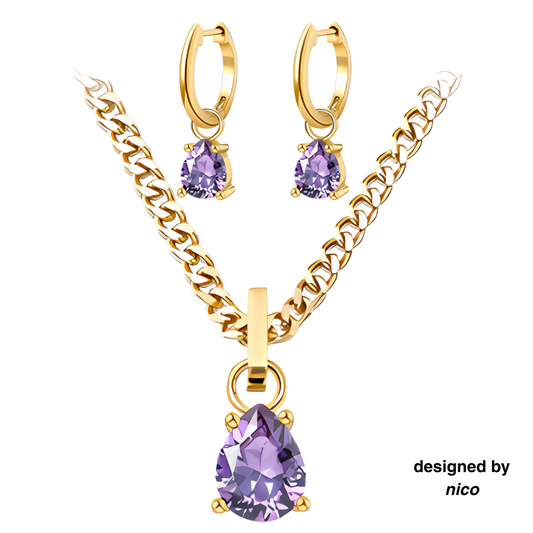 Noviembre - Set Cadena + Aros Lila