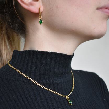 Marzo -  Set Cadena + Aros Verde oscuro II