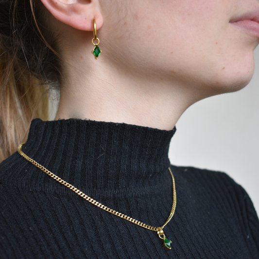 Marzo -  Set Cadena + Aros Verde oscuro II
