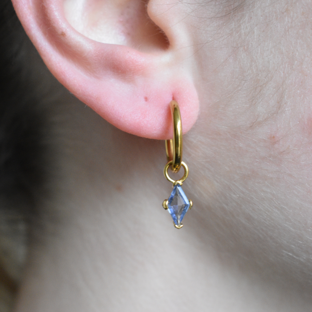 Septiembre -  Set Cadena + Aros Diamante azul  II