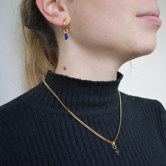 Julio - Set Cadena + Aros Azul zafiro II
