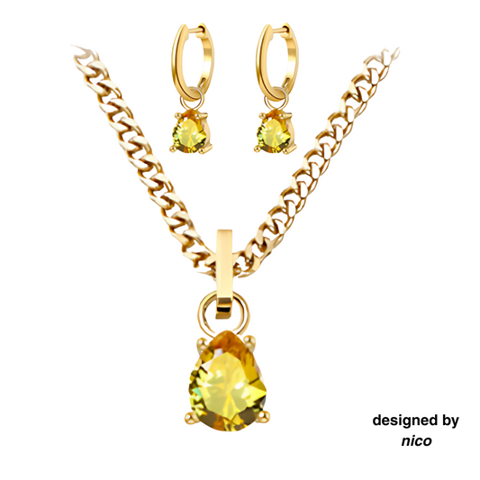 Agosto - Set Cadena + Aros Oro miel