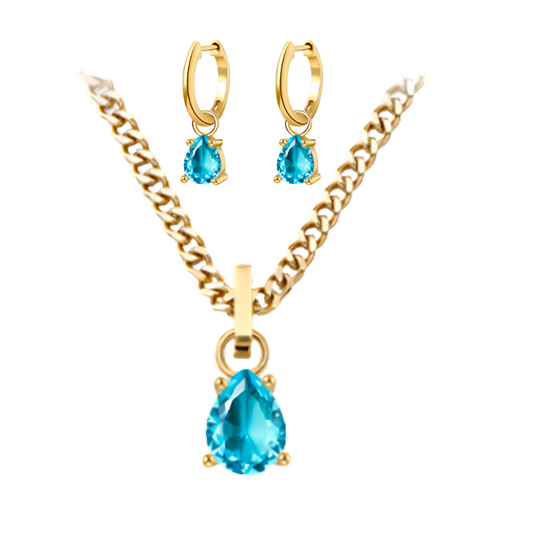 Mayo -  Set Cadena + Aros Turquesa