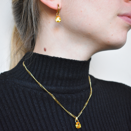 Agosto - Set Cadena + Aros Oro miel