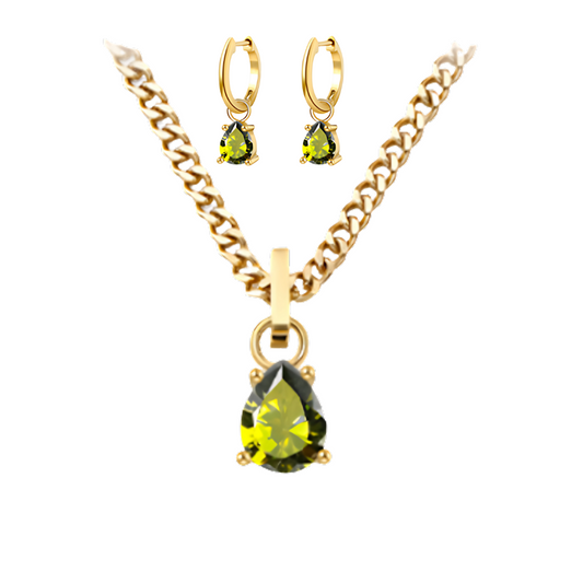 Junio -  Set Cadena + Aros Verde esmeralda