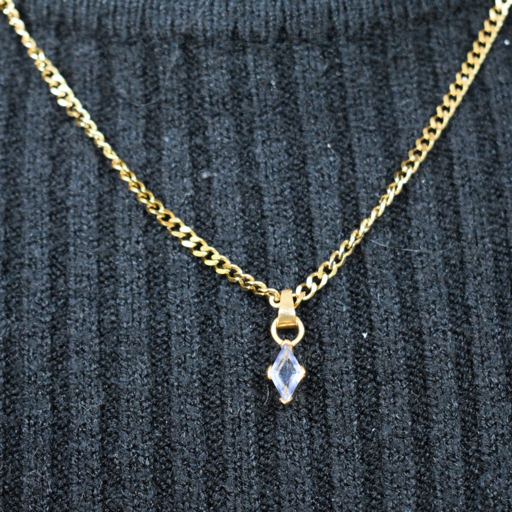Septiembre -  Set Cadena + Aros Diamante azul  II