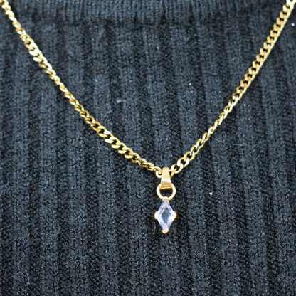 Septiembre -  Set Cadena + Aros Diamante azul  II