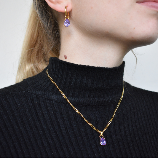 Noviembre - Set Cadena + Aros Lila