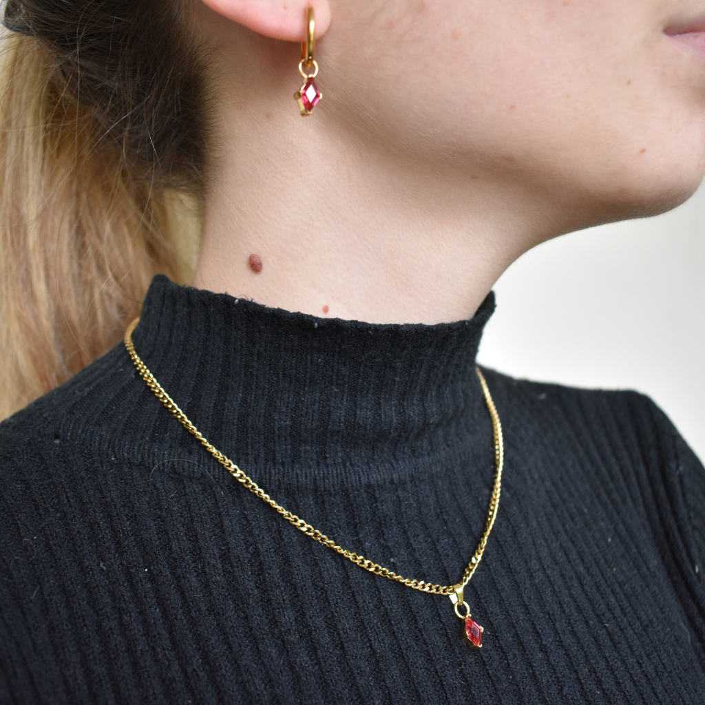 Enero-  Set Cadena + Aros Azul  Ruby claro II