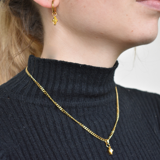 Agosto - Set Cadena + Aros Oro miel II