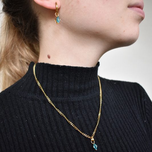 Mayo -  Set Cadena + Aros Turquesa II
