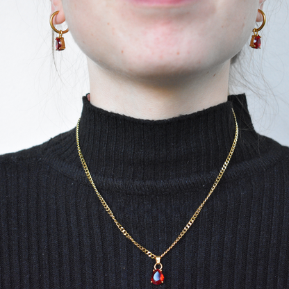 Enero-  Set Cadena + Aros Azul  Ruby claro