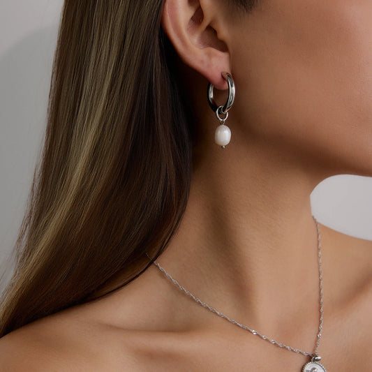 HENA - ARO DE PERLA NATURAL PLATEADO