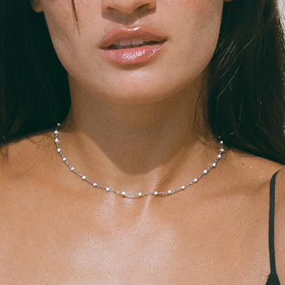 WHITE BEADED CHOKER